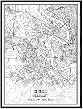 YMXCNM Leinwand Bilder, Neuss Deutschland Karte Poster 