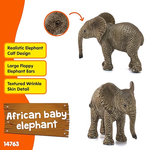 SCHLEICH WILD Life | Elefantenbaby 14763 | detailgetreue Tierfiguren | Zoo Spielzeug | tolles Geschenk für Jungen und Mädchen | Deko für Geburtstag | Spielfigur ab 3 Jahren | 7 x 4 x 6 cm