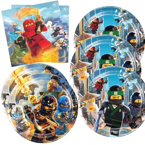 ShrooFit Ninja-go Party Supplies 40pck include 20 plates 20 napkins for the birthday Ninja party decoration