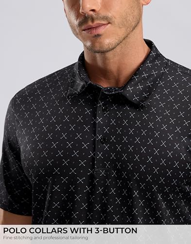 Men's Golf Shirt Short Sleeve Dry Fit Polo Moisture Wicking Print Collared Golf Shirts for Men Casual Lightweight4