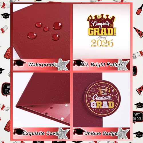 Image of Graduation Decorations 2026 Burgundy Gold Graduation Guest Book to Sign Class Of 2026 Signature Guestbook Alternative Party Gifts Keepsake Congrats Grad Invitations Memory Card Board College School