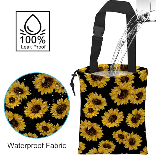 Image of Car Trash Bag Sunflower Car Garbage Bag Hanging Car Trash Can for Back Seat with Drawstring