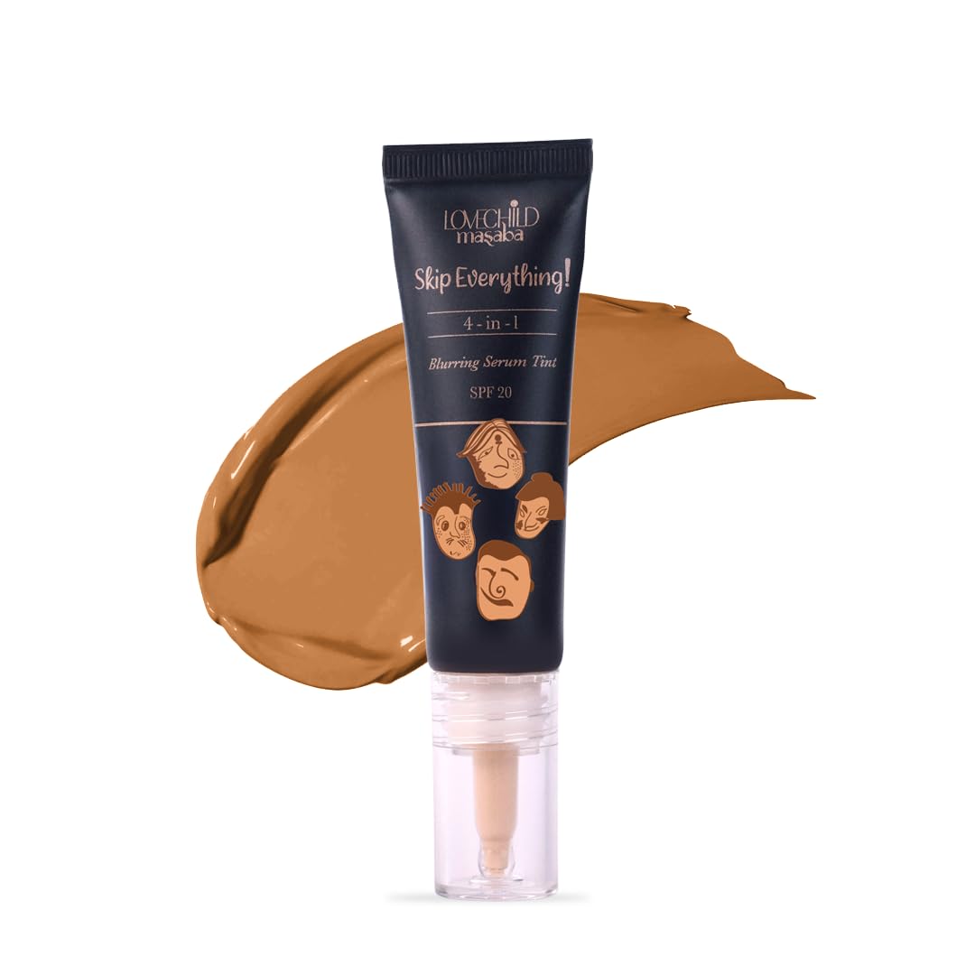 LoveChild Masaba Skip Everything 4-in-1 Skin Tint, Primer, Moisturizer, Sunscreen SPF 20 & Foundation, Blurring Serum Tint, Seamless Coverage & Natural Finish, Bossy Babe (Caramel) 10ml-image-11