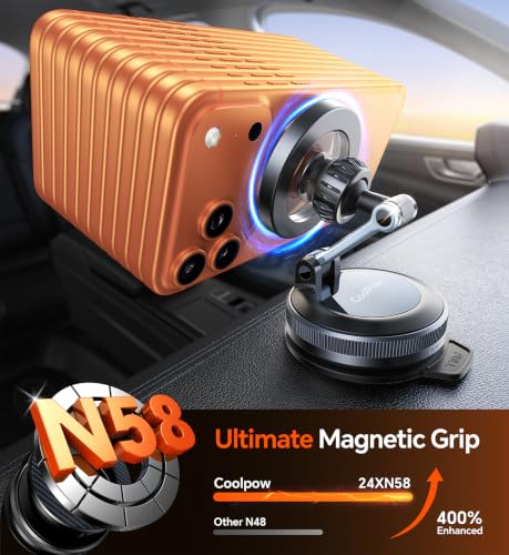 Image of Coolpow for MagSafe Car Mount【Windshield+Vent+Dash】Magnetic Phone Holder for Car Phone Holder Mount Cell Phone Holders for Your Car Accessories Suction Phone Mount for Car Truck Stand for iPhone 17 16