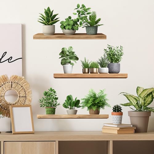 Image of Green Plants Wall Stickers 3D Bonsai Tropical Betterfly Creative Vinyl Peel and Stick Removable Wall Art for Living Room Bedroom Home Office (Green Plant 6)