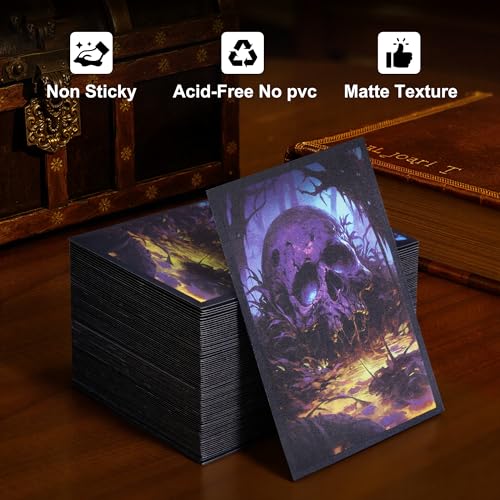 Image of Kabinka MTG Card Sleeves - 100 Standard Size Pack Clear Front & Matte Finish Back with Skull, Premium Sleeves for Magic The Gathering TCG