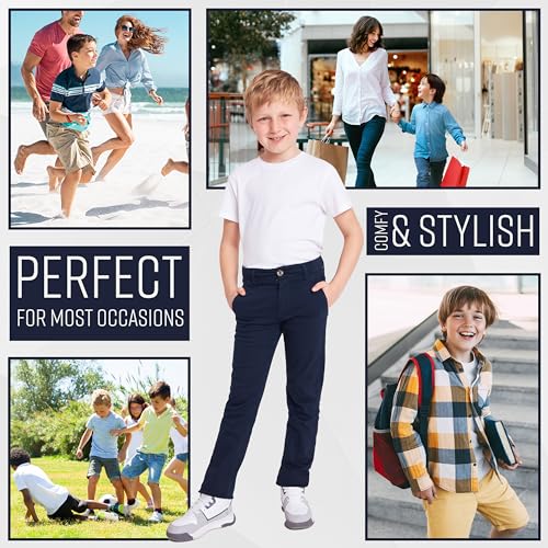 Boys Chino Trousers with Front and Back Pockets, Adjustable Waist3