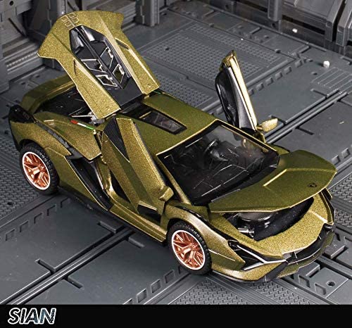 Image of DEUSON ECOM Alloy Metal Pull Back Lamborgini Diecast Car 1:32 Miletry Metal Die Cast Pullback Toy Car With Openable Doors & Light, Music Boys Gifts Toys For Kids,Multicolor
