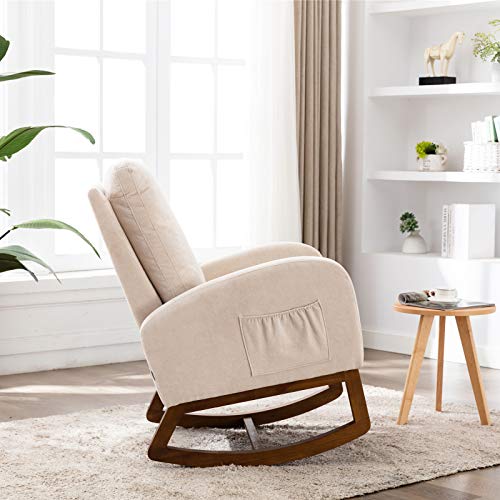 image for Dolonm Rocking Chair Mid-Century Modern Nursery Rocking Armchair Uphol