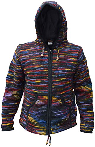 Little Kathmandu de hombre de punto de lana de Tie Dye Festival de Forro Polar Sudadera Con Capucha Para Hombre Morado Purple Black Tie Dye X-Large