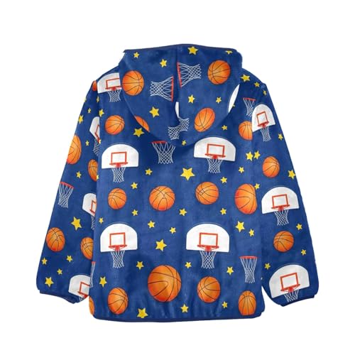 Basketballs Blue Boy Comfy Warm Fleece Jacket with Polar Fleece Lining 3T2