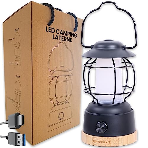 LED Akku Camping Laterne XH 12x23,5cm USB-C Warmweiß Dimmbar (Strom & Licht