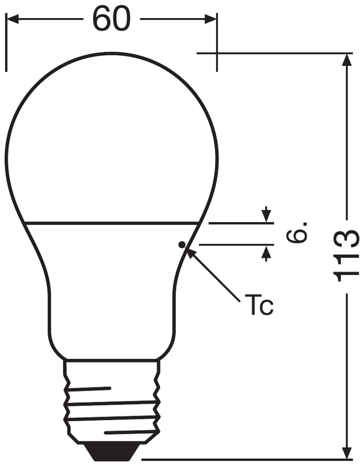 OSRAM LED Base Classic A, en forma de bombilla con casquillo E27, No regulable, Sustituye a 60 vatios, Mate, Blanco cálido - 2700 Kelvin, 10 x paquete de 3