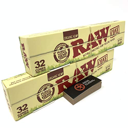 EXCLUSIF REDS - Cônes de papier à rouler organique de taille 1¼ (84 mm) de RAW