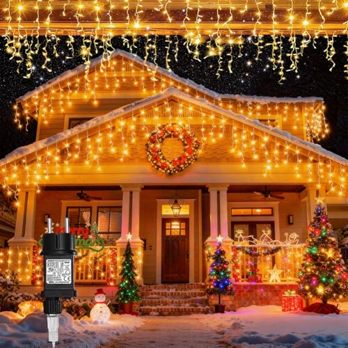 Loyyz Cortina de luzes de Natal exterior, 5 m 200 LED grinalda de luzes de Natal IP44, impermeável, com 8 modos, grinaldas luminosas decoração interior e exterior para festas, casamentos, jardim