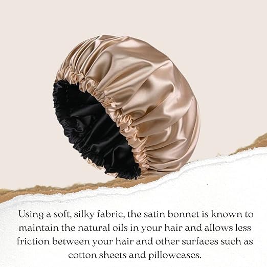 Image of Atrube's Satin Bonnet for Curly Hair | Silk Bonnet for Hair | Combo of Pack of 2 Satin Pillowcases with 3 Silk Scrunchies Adjustable HairCap