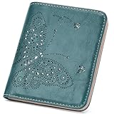 KITEVIUN Small RFID Wallet Women Ultra Thin Slim Womens Wallet Mini Compact Bifold Pocket Ladies Wallets for Women PEACOCK-BLUE