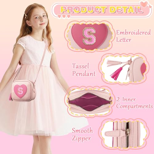 Birthday Gifts for 2 3 4 5 6 7 8 9 10 Year Old Girl,Cute Little Girl Purse Toddler Purse for Kids Wallet,Small Initial Shoulder Crossbody Bag,Personalized Christmas Gift for Daughter Baby(Pink,S) - Image 4