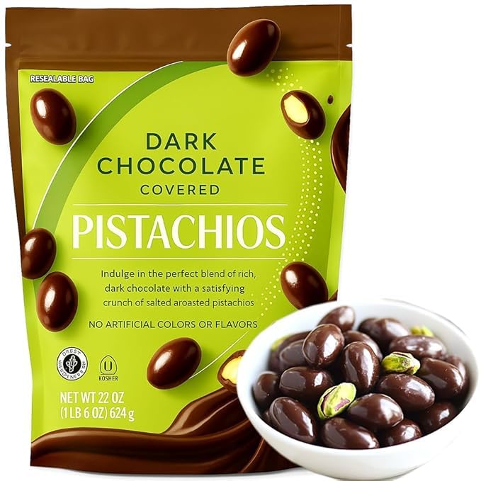 Member Marks Dark Chocolate Covered Roasted Pistachios Covered Pistachios, 22 oz.