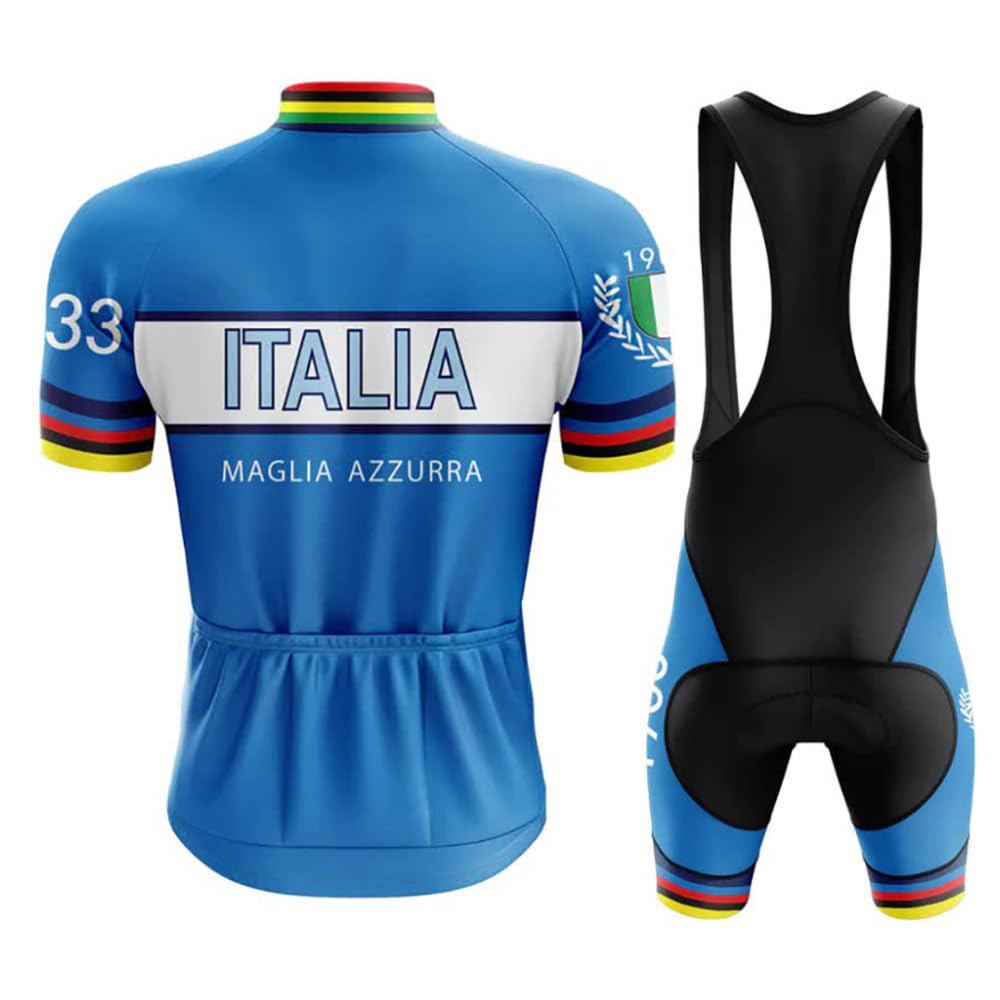 Abbigliamento Ciclismo Uomo Set Body Tuta Salopette da Ciclismo da Uomo Estivo con Maglia e Pantaloncini Corti Imbottiti