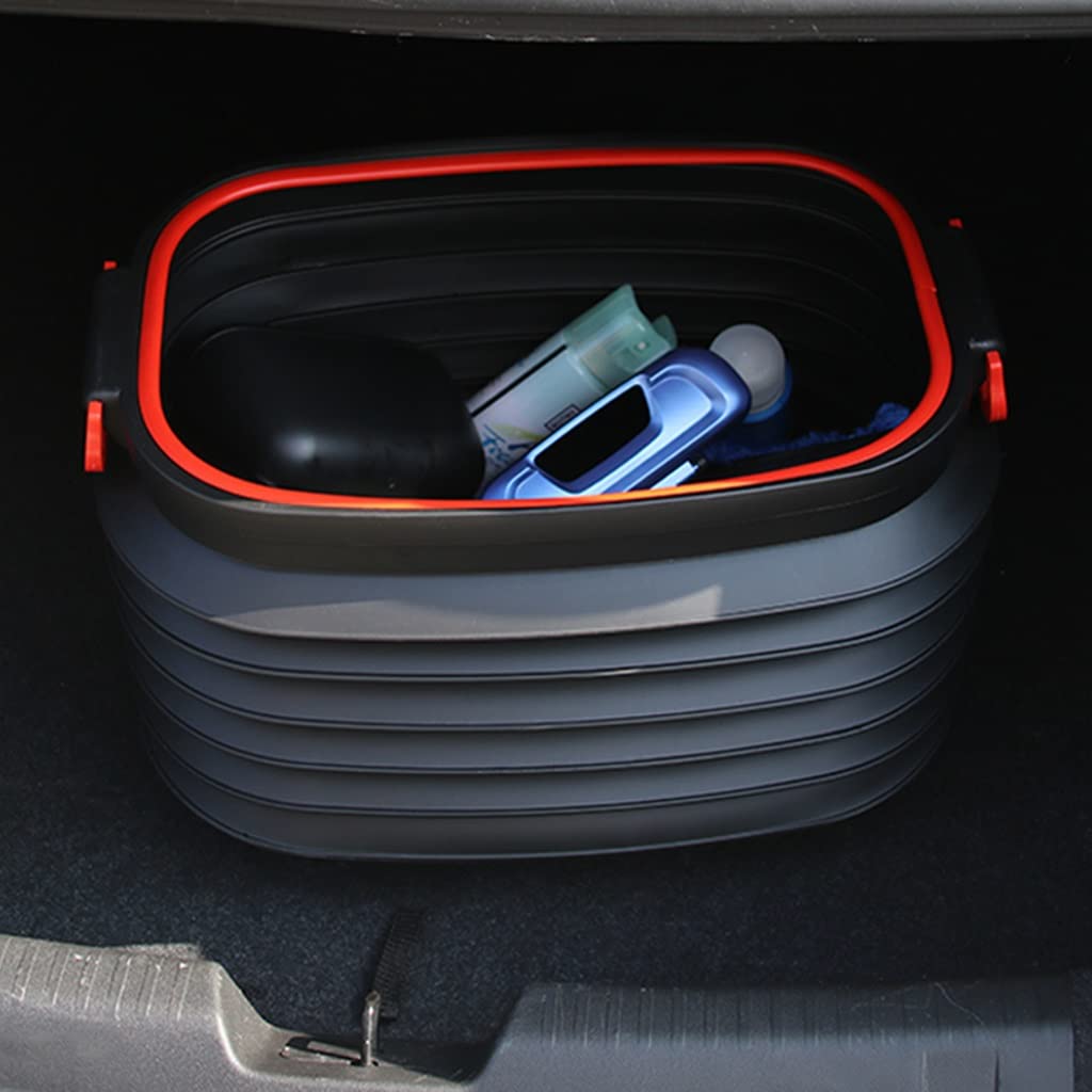 Seau de pêche pliable avec poignée, seau à eau portable pliable pour lavage de voiture, camping, voyage, économiseur d'espace, idéal pour la randonnée et la pêche