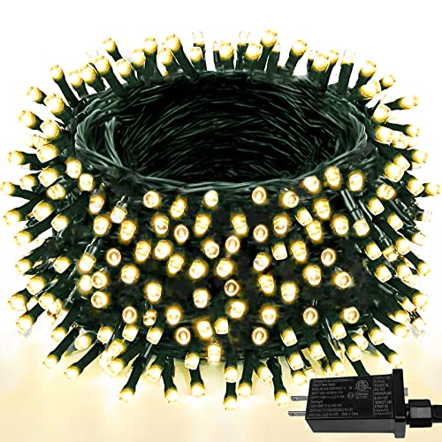 YIQU Super lange Weihnachtslichter, für drinnen und draußen, 500 LEDs, 4.8 m, grüner Draht, wasserdicht, ausziehbar, funkelnd, Mini-Lichter für Hochzeit, Schlafzimmer, Heimdekoration (Warmweiß)