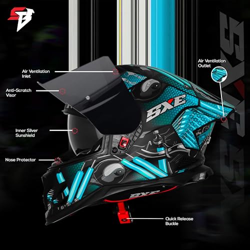 Image of Steelbird SBH-61 SXE X2 Pinlock ISI and Dot Certified Full Face Helmet for Men and with Inner Silver Sunshield