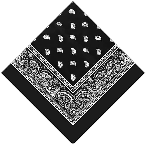 sularpek Bandana, Bandana Damen und Herren, Paisley Halstuch, Schwarz...