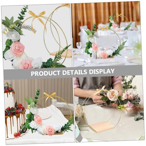 Aro centro de mesa de metal y madera estable Ipetboom floral para decoración de bodas 8
