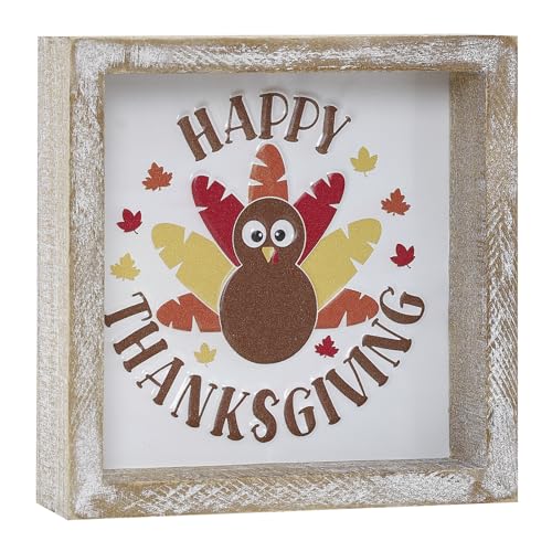 Image of Embossed Happy Thanksgiving Sign, Thanksgiving Decorations for Table Cubicle Desk Mantel Fireplace, Vintage Autumn Decor Indoor Wooden Turkey Sign