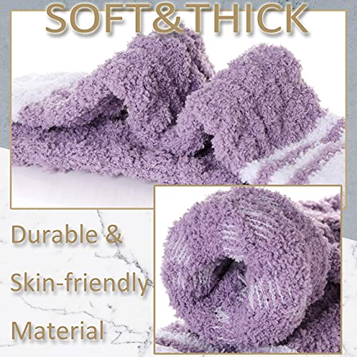 Image of EBMORE Fuzzy Socks for Women, Thick Cozy Warm Fluffy for Winter | Ultra Soft Plush Fleece Lining, Stretch Cuff, Comfy Heel & Toe, for Home & Sleep, Gifts Cabin Slipper Socks, 5 Pairs