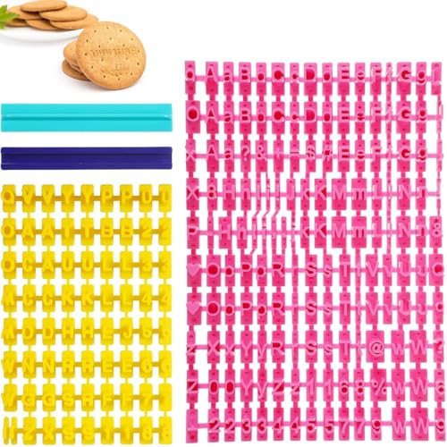 IBXWMNG 2 Sets Emporte Piece Alphabet et Chiffre,Tampons Lettres, Chiffres et Symboles pour Biscuits,Emporte Piece Lettre Tampon Patisserie,Lettre Cookies Stamp pour...