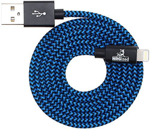 Cable USB trenzado ultra resistente de 3 pies para iPhone y iPad con rayas azules 2