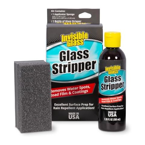 Invisible Glass 91411 3.38-Ounce Glass Stripper Water Spot Remover Kit Eliminates Coatings, Waxes, Oils and More to Polish and Restore Automotive Glass , white Cover