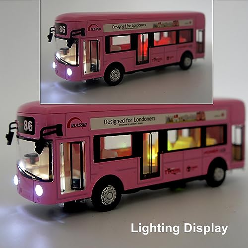 Image of DEUSON ECOM Double Decker Toys For Kids Bus Diecast Metal Bus Alloy London Bus Light & Music Open Door Collection Bus Toys For Boy Kids, Multicolor
