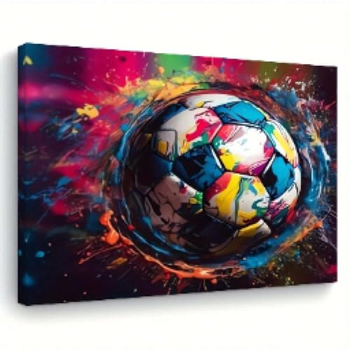 Impression sur toile de football 70x90 cm encadrée pour déco murale de salon