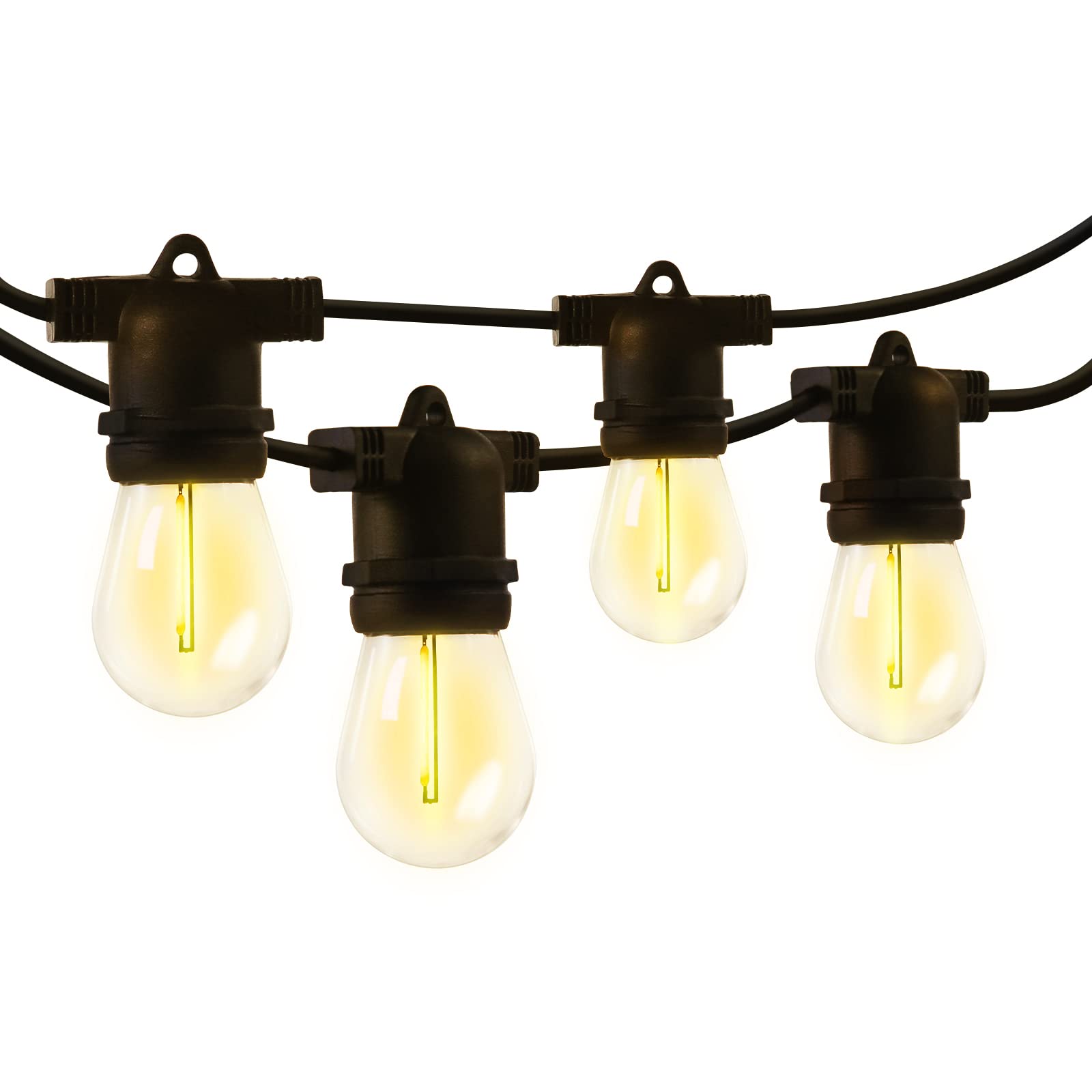 BBE Connectable Outdoor Lights Patio String Waterproof 48FT with 18 Commercial Grade Hanging Sockets 21 Shatterproof Bulb (3 Spare) for Backyard Porch Deck Balcony Party Decor (48FT)