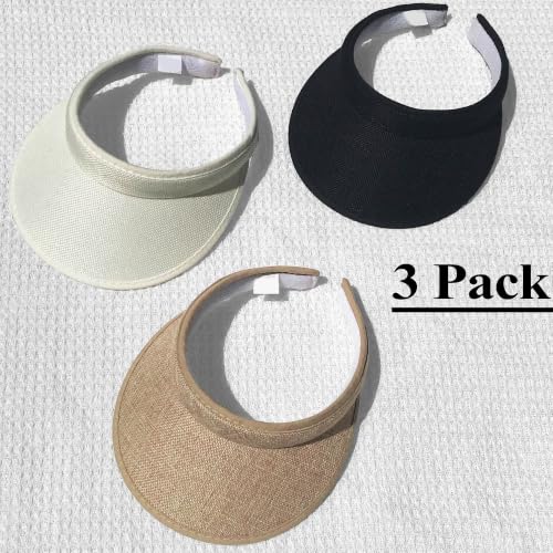 Image of 3 Pieces Clip On Visors Women Men Visor Sun Hats Hat Outdoor Sports Golf Beach Travel Tennis Cap