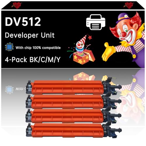 Tonzxce DV512 Developer Unit Compatible with Konica Minolta bizhub 224e 284e 364e 454e 554e C224 C224e C284 Printers, Enhanced Durability, Ideal for High-Volume Printing (4-Pack BK/C/M/Y)
