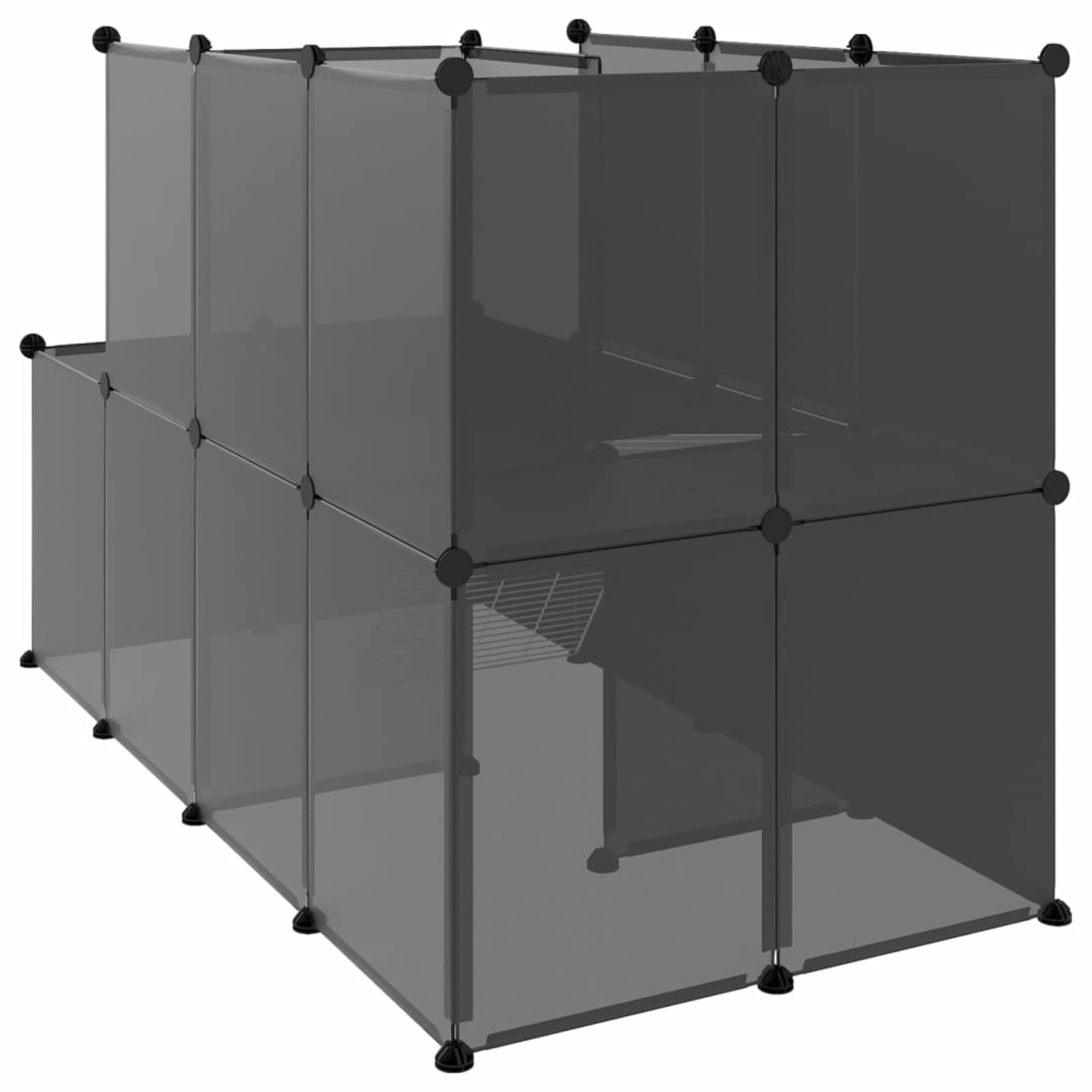 Jaula para Animales pequeños Negro PP y Acero 142x74x93 cm, JUNZAI Jaulas para Conejos, Jaula Cobaya, Jaula Hamster, Jaula para Gatos, Jaula Chinchilla, Recinto para Conejos