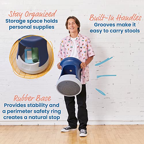 Image of ECR4Kids Active Storage Wobble Stool, 18in Seat Height, Childrens Furniture, Navy /Light Grey