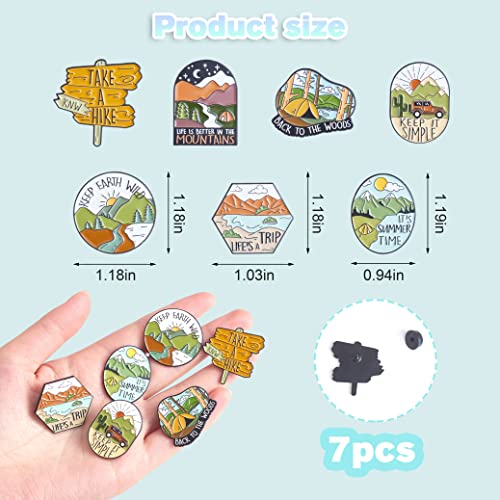 Image of Ornaland 7 Pcs Outdoor Travel Enamel Brooches Pins Cute Creative Brooch Cartoon Nature Camping Lapel Pins Alloy Enamel Brooches Badges Jewelry Gifts for Women Backpacks Clothes Jackets Hats