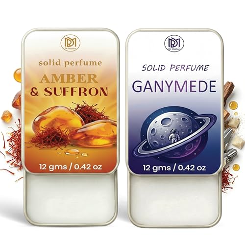 Image of Dr.Mashur Solid Perfume |Amber & Saffron&Gandmede Alcohol Free Wax Perfume Balm, Long Lasting | Pocket Tin 12g, Pack Of 2| Non Greasy Smooth Glide, Travel Friendly Unisex Gifts He Or Her