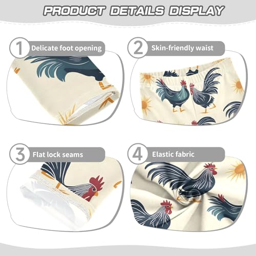 Rooster Sun Girls Leggings Ultra Soft Compression Yoga Gym Pants for Kids 4-10T3