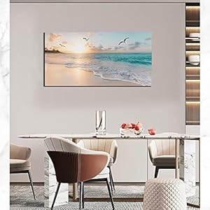 Beach Wall Art Decor for Living Room Ocean Canvas Picture for Wall Gold Sunset Painting for Bedroom Blue Seascape Theme Art Print for Bathroom Home Office Decoration Ready to Hang(20"×40") Beach Wall Art Decor for Living Room Ocean Canvas Picture for Wall Gold Sunset Painting for Bedroom Blue Seascape Theme Art Print for Bathroom Home Office Decoration Ready to Hang2040