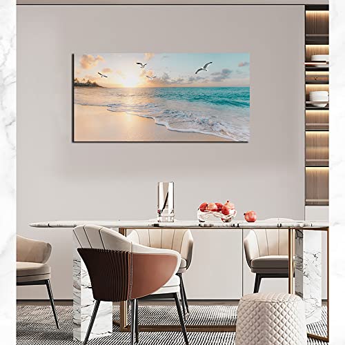 Beach-Wall-Art-Decor-for-Living-Room-Ocean-Canvas-Picture-for-Wall-Gold-Sunset-Painting-for-Bedroom-Blue-Seascape-Theme-Art-Print-for-Bathroom-Home-Office-Decoration-Ready-to-Hang2040 Beach Wall Art Decor for Living Room Ocean Canvas Picture for Wall Gold Sunset Painting for Bedroom Blue Seascape Theme Art Print for Bathroom Home Office Decoration Ready to Hang2040