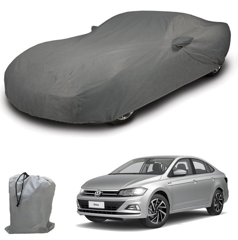 Image of ARCUATE Triple Layer Custom fit Car Body Cover for Volkswagen Virtus |Top Layer Dustrproof | Middle Layer Waterproof | Bottom Layer Scratch Protection | Outdoor Indoor Fabric