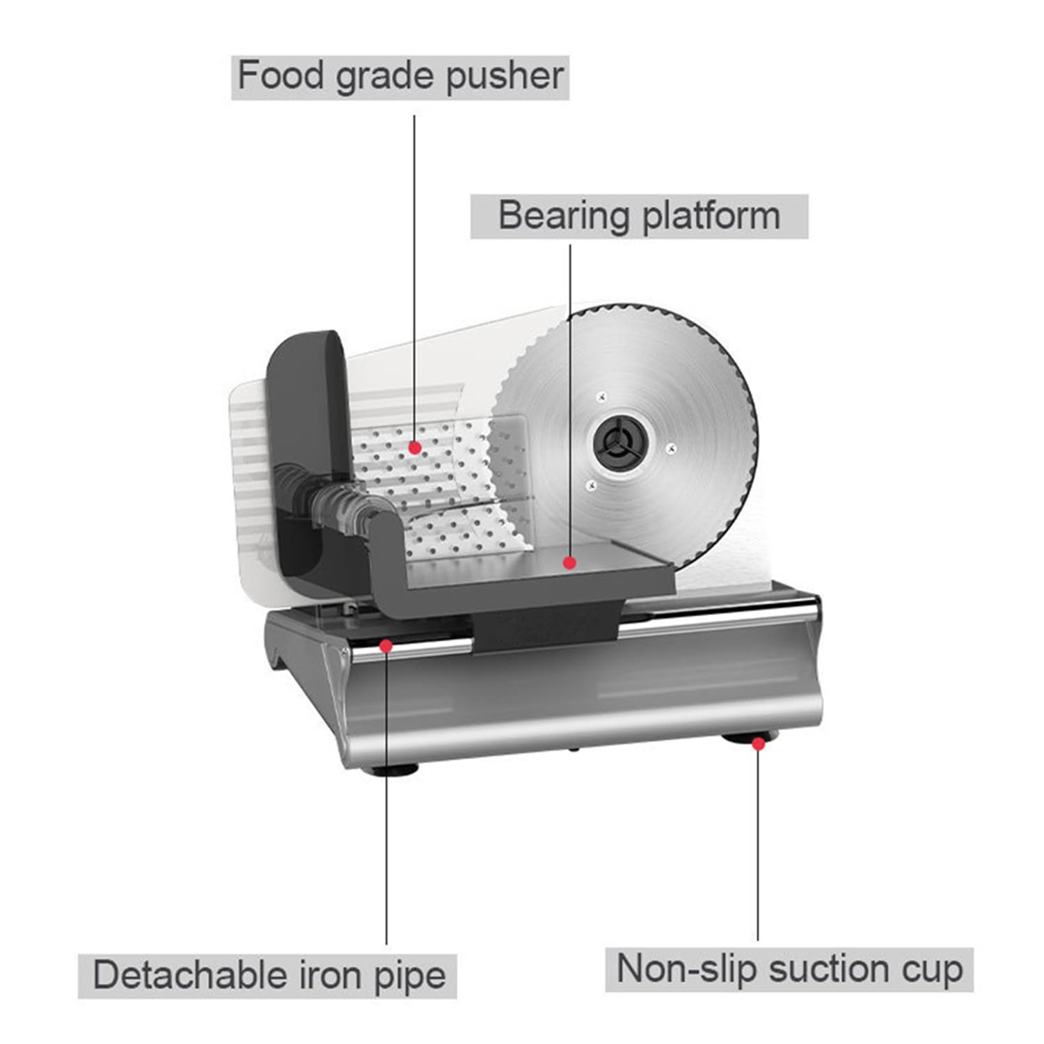 Affettatrice Elettrica 200W - Con 2 Lame Acciaio Inox 7.5'' - Taglia Salumi, Carne, Formaggio E Pane - Foto 9