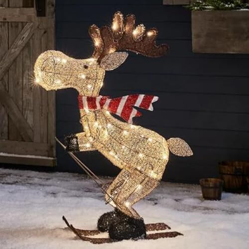 Weihnachts-Rentier, beleuchtet, batteriebetrieben, LED, funkelndes Rentier für Haus und Garten, warmweiß, beleuchtete Weihnachtsdekoration für Hof, Rasen, Terrasse, Veranda, drinnen und draußen, Weihnachts-Rentier, beleuchtet, batteriebetrieben, LED, funkelndes Rentier für Haus und Garten, warmweiß, beleuchtete Weihnachtsdekoration für Hof, Rasen, Terrasse, Veranda, drinnen und draußen,