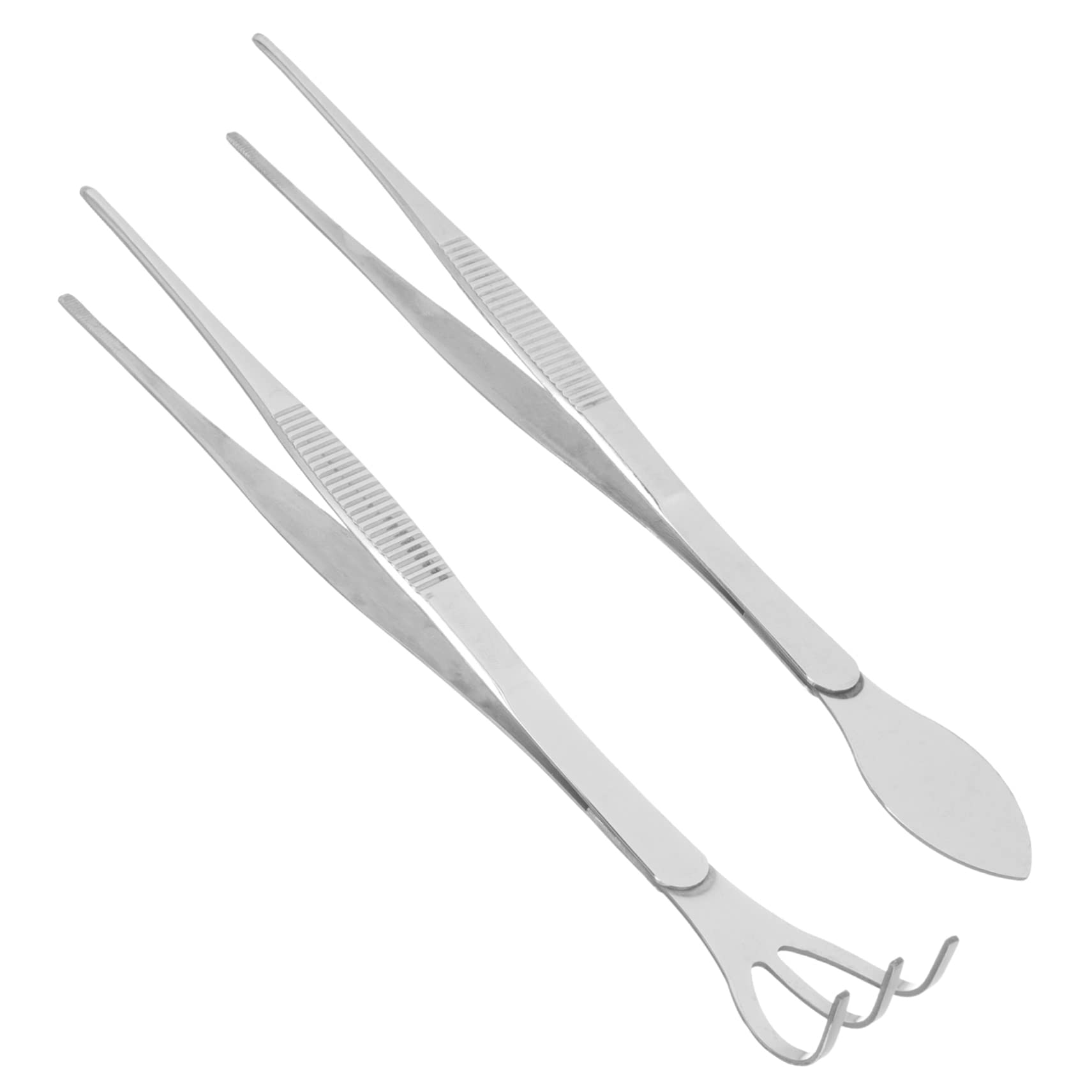 Sosoport 2sets Pinzette e Rastrello Inossidabile Per Bonsai Per Giardinaggio Per Raccogliere e